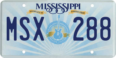 MS license plate MSX288