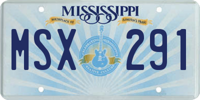 MS license plate MSX291