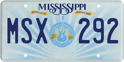 MS license plate MSX292