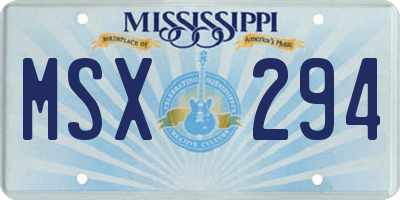 MS license plate MSX294