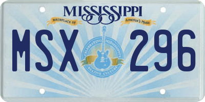 MS license plate MSX296