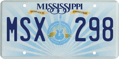 MS license plate MSX298