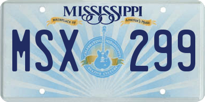 MS license plate MSX299
