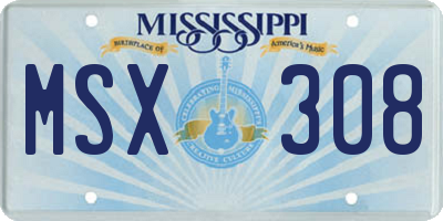 MS license plate MSX308