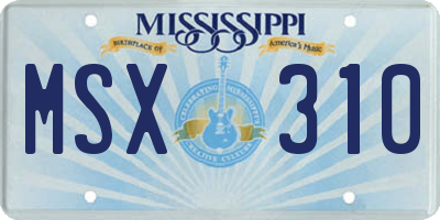 MS license plate MSX310