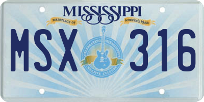 MS license plate MSX316
