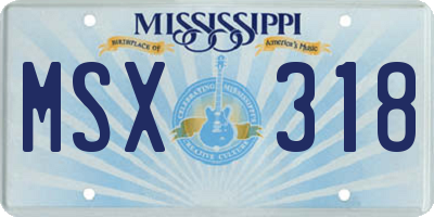 MS license plate MSX318