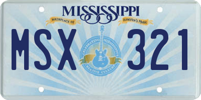 MS license plate MSX321