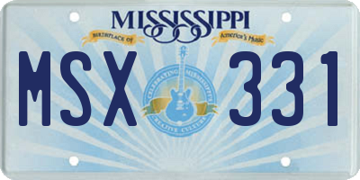 MS license plate MSX331
