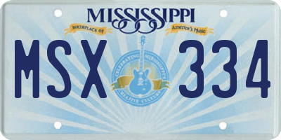 MS license plate MSX334