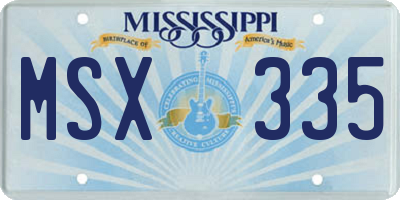 MS license plate MSX335