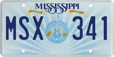 MS license plate MSX341