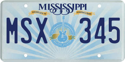 MS license plate MSX345