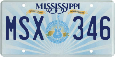 MS license plate MSX346