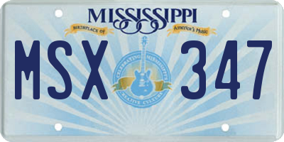 MS license plate MSX347