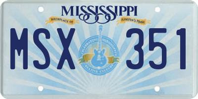 MS license plate MSX351