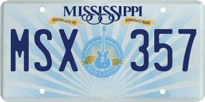 MS license plate MSX357