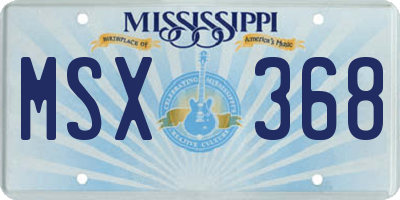 MS license plate MSX368