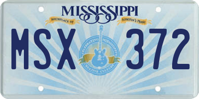 MS license plate MSX372