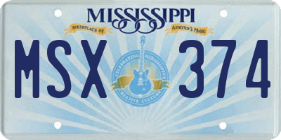 MS license plate MSX374