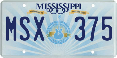 MS license plate MSX375