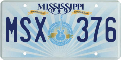 MS license plate MSX376