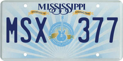 MS license plate MSX377