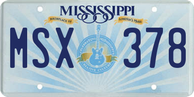 MS license plate MSX378