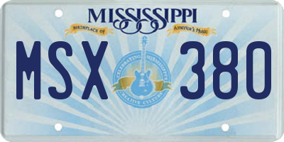 MS license plate MSX380