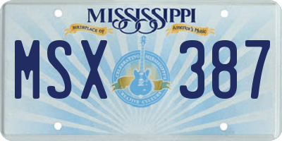 MS license plate MSX387