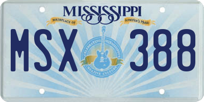 MS license plate MSX388