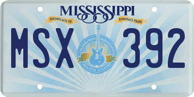 MS license plate MSX392