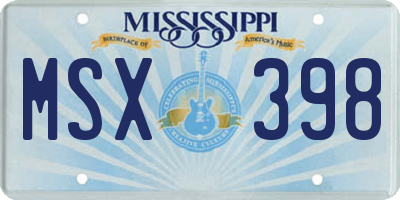 MS license plate MSX398
