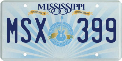MS license plate MSX399