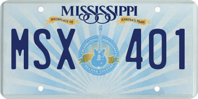 MS license plate MSX401