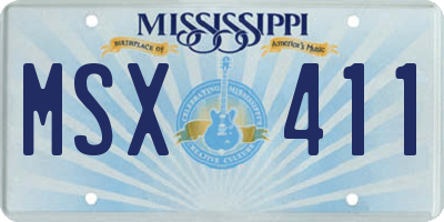 MS license plate MSX411