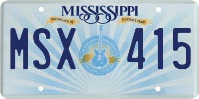 MS license plate MSX415