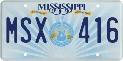 MS license plate MSX416