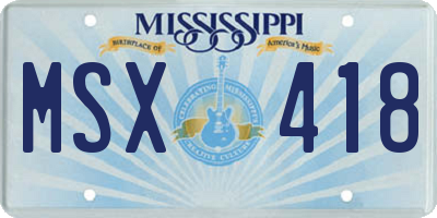 MS license plate MSX418