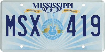 MS license plate MSX419