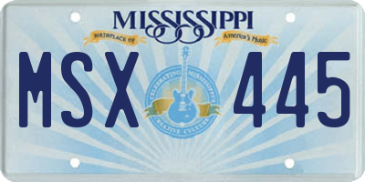 MS license plate MSX445