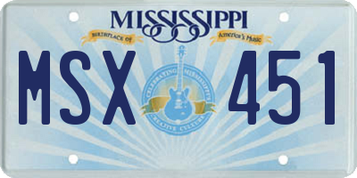 MS license plate MSX451