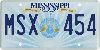 MS license plate MSX454