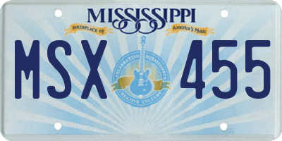 MS license plate MSX455