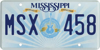 MS license plate MSX458