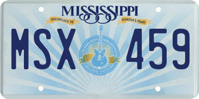 MS license plate MSX459