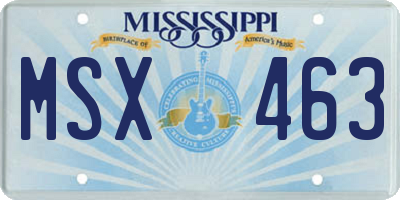 MS license plate MSX463