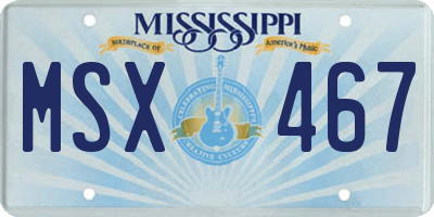 MS license plate MSX467