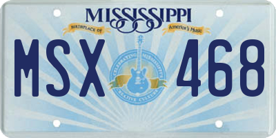 MS license plate MSX468