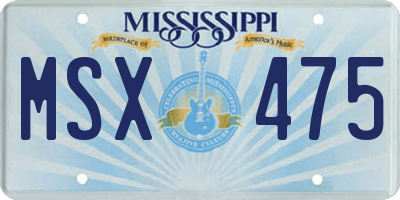 MS license plate MSX475
